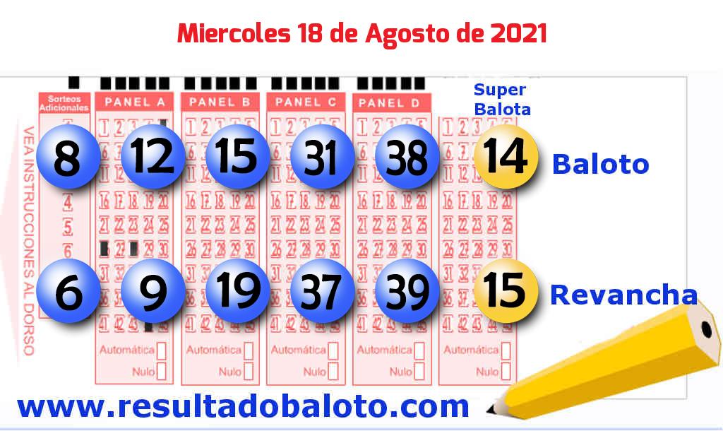 Baloto del Miércoles 18 de Agosto de 2021
