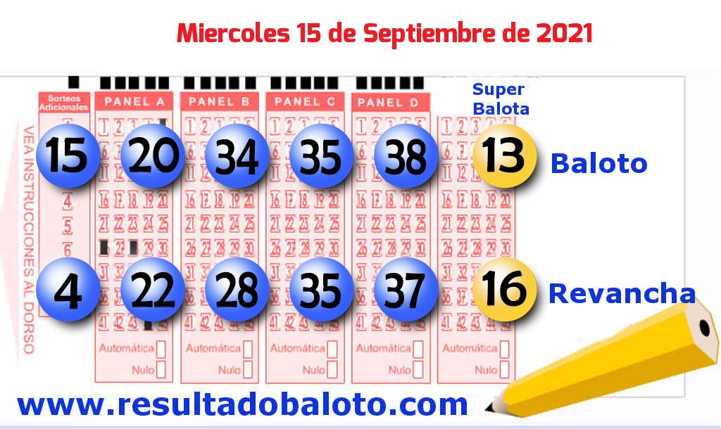 Baloto del Miércoles 15 de Septiembre de 2021