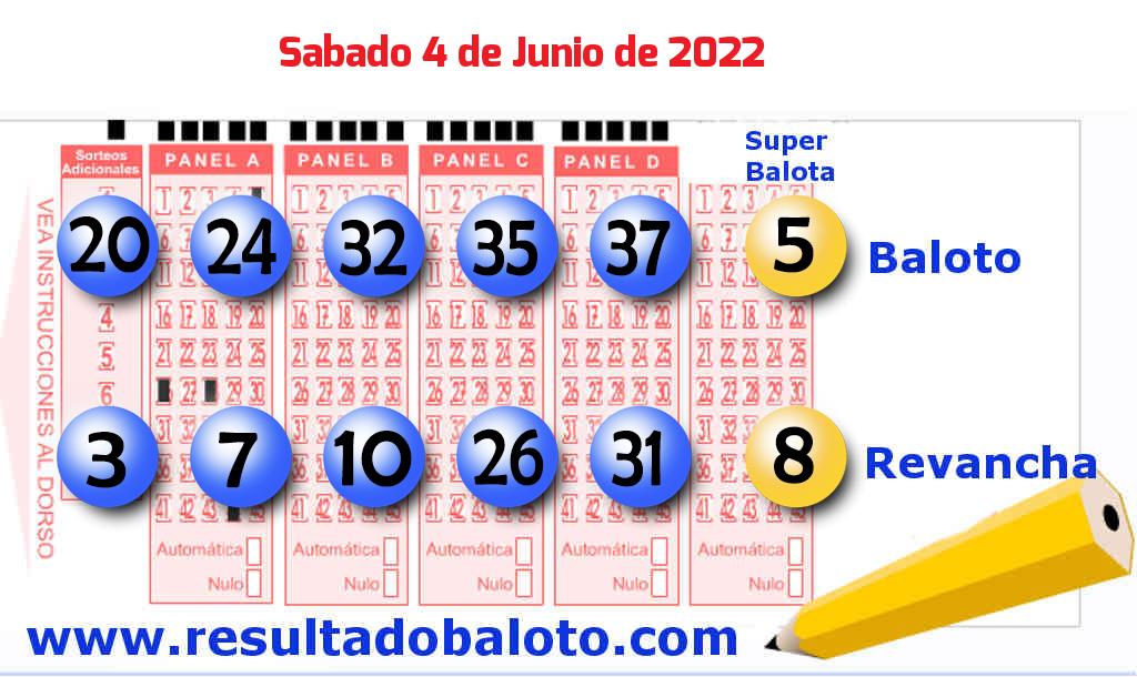 Baloto del Sábado 4 de Junio de 2022