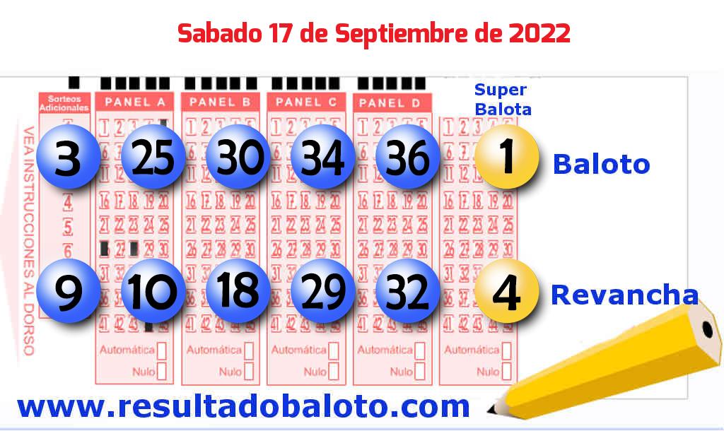 Baloto del Sábado 17 de Septiembre de 2022