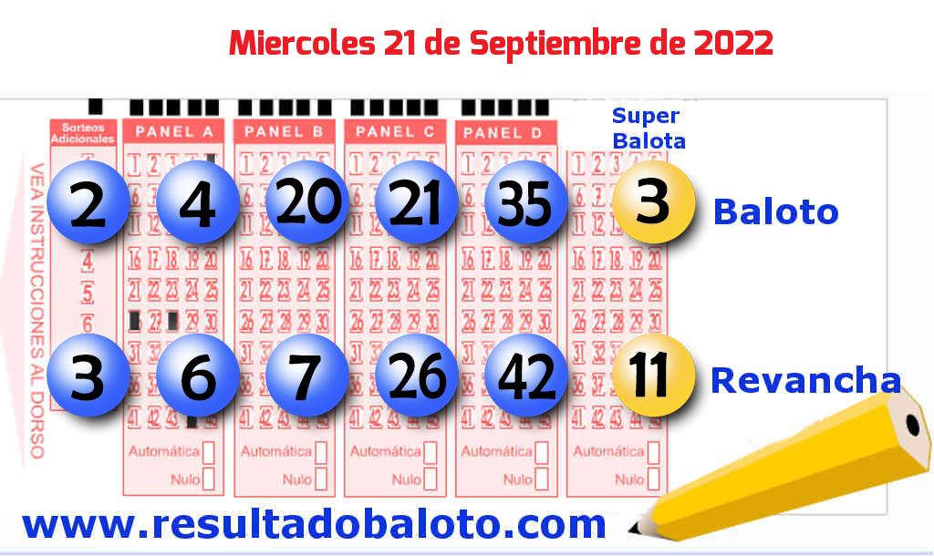 Baloto del Miércoles 21 de Septiembre de 2022