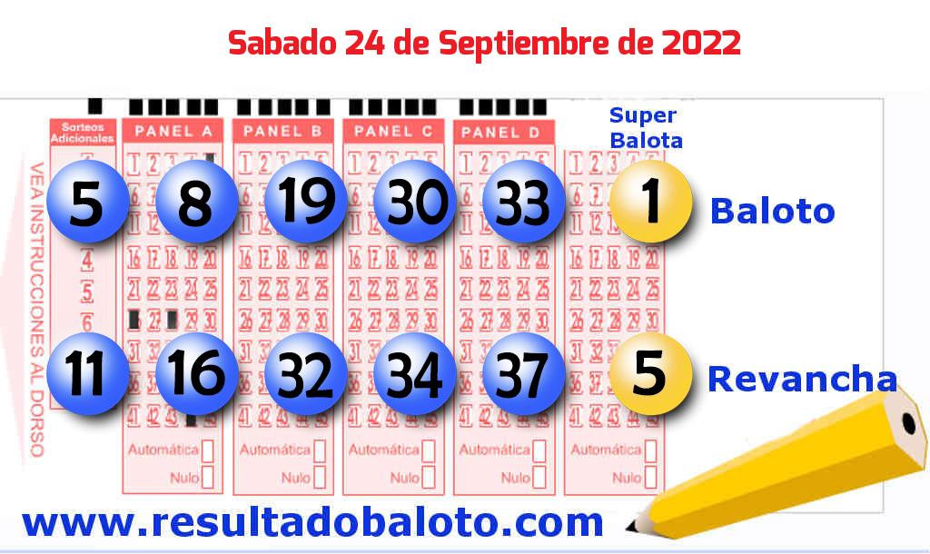 Baloto del Sábado 24 de Septiembre de 2022