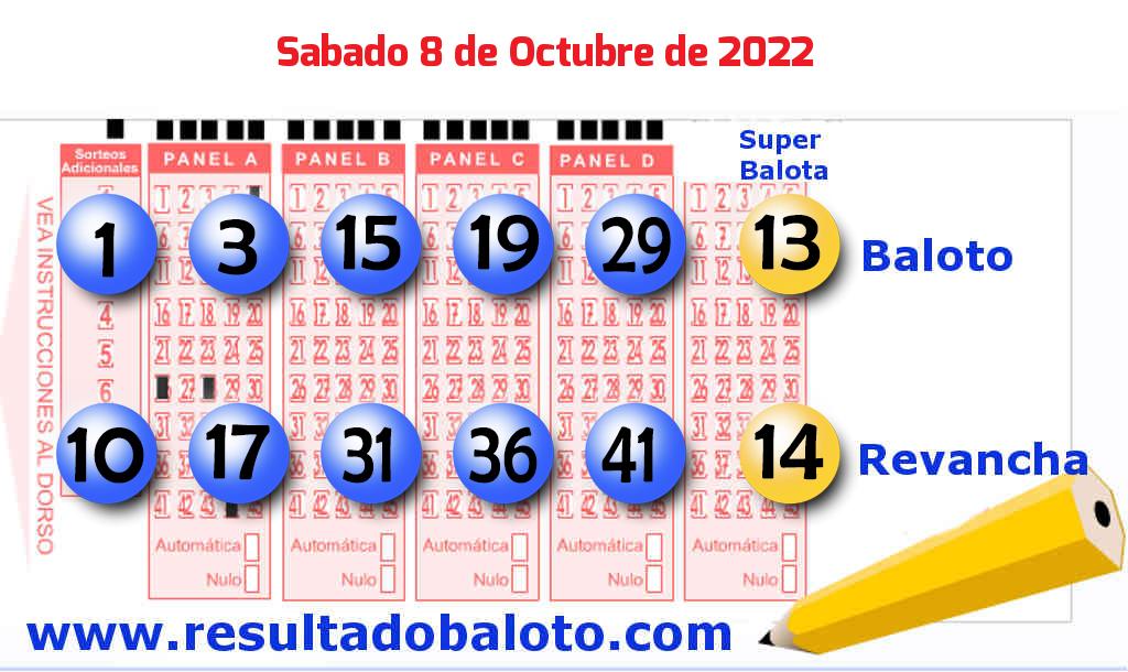 Baloto del Sábado 8 de Octubre de 2022
