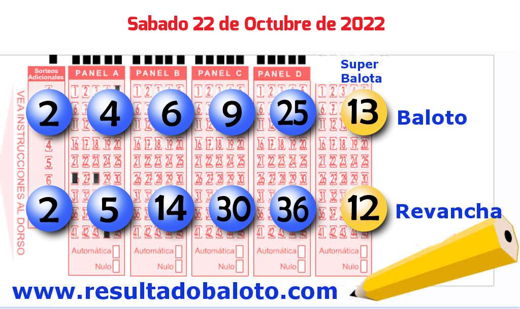 Baloto del Sábado 22 de Octubre de 2022