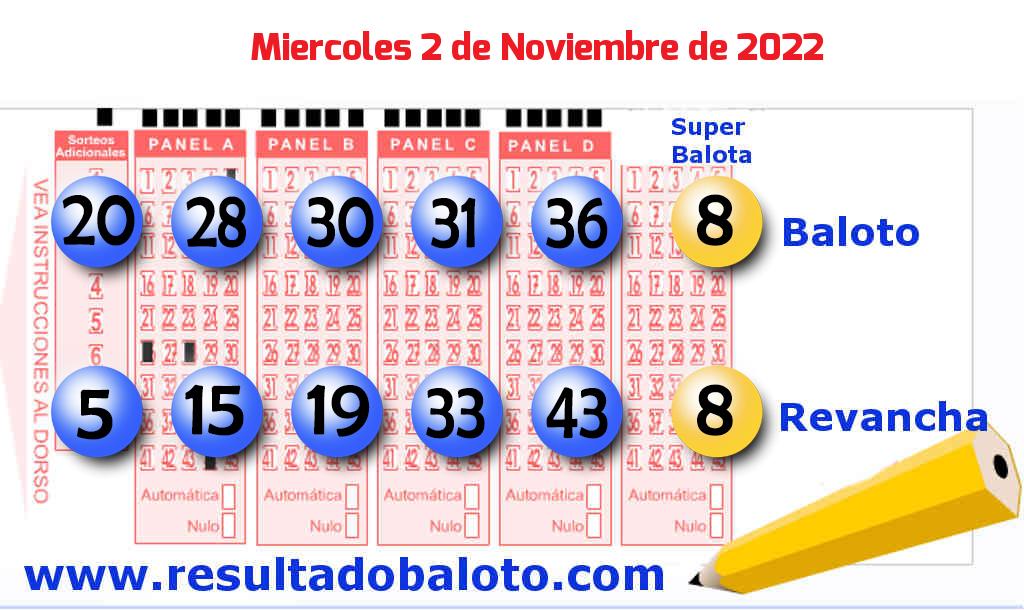 Baloto del Miércoles 2 de Noviembre de 2022