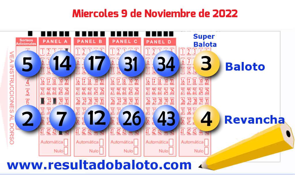 Baloto del Miércoles 9 de Noviembre de 2022