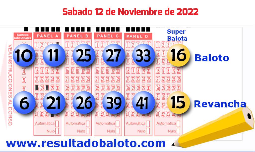 Baloto del Sábado 12 de Noviembre de 2022
