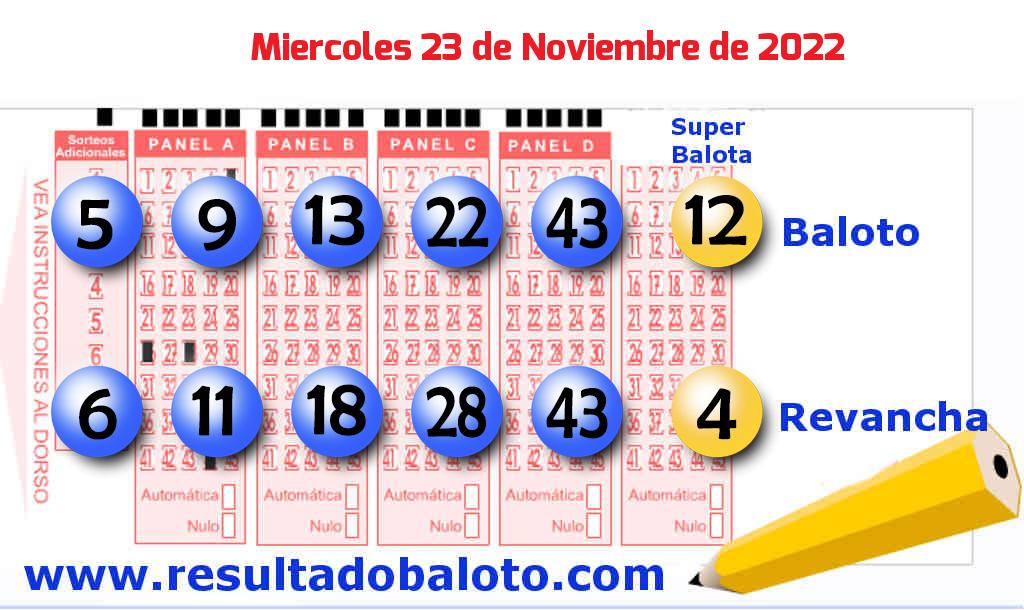 Baloto del Miércoles 23 de Noviembre de 2022