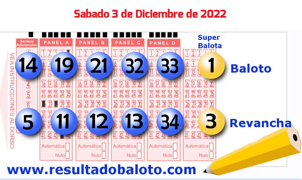 Baloto del Sábado 3 de Diciembre de 2022