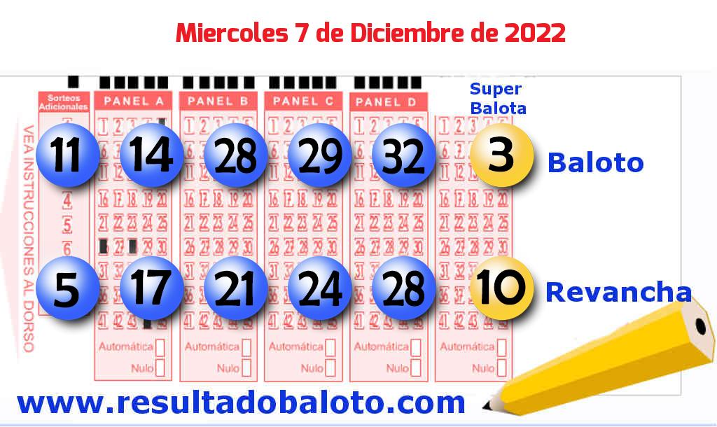 Baloto del Miércoles 7 de Diciembre de 2022