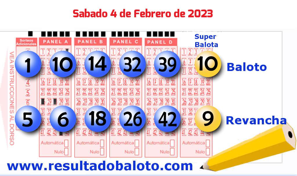 Baloto del Sábado 4 de Febrero de 2023
