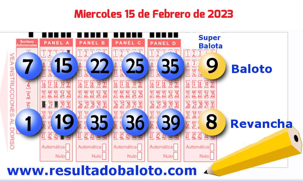 Baloto del Miércoles 15 de Febrero de 2023