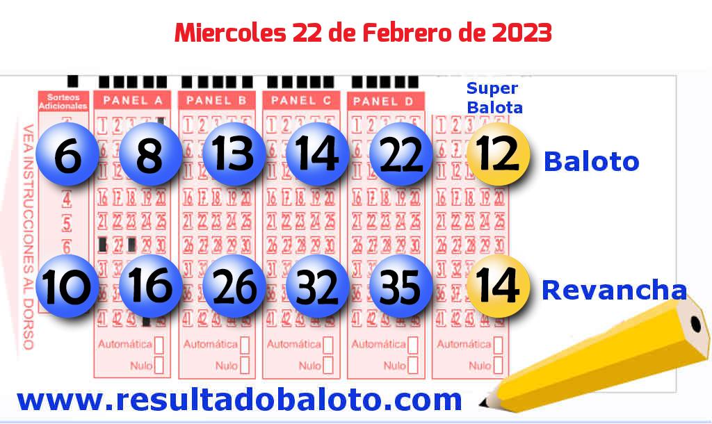 Baloto del Miércoles 22 de Febrero de 2023