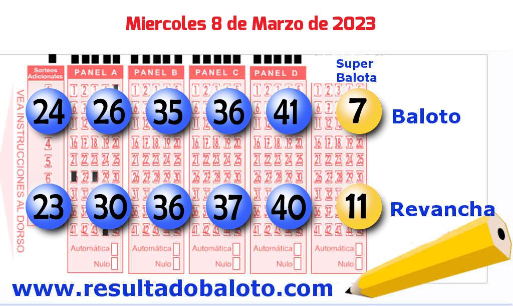 Baloto del Miércoles 8 de Marzo de 2023