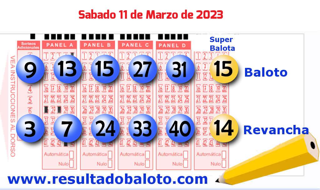 Baloto del Sábado 11 de Marzo de 2023