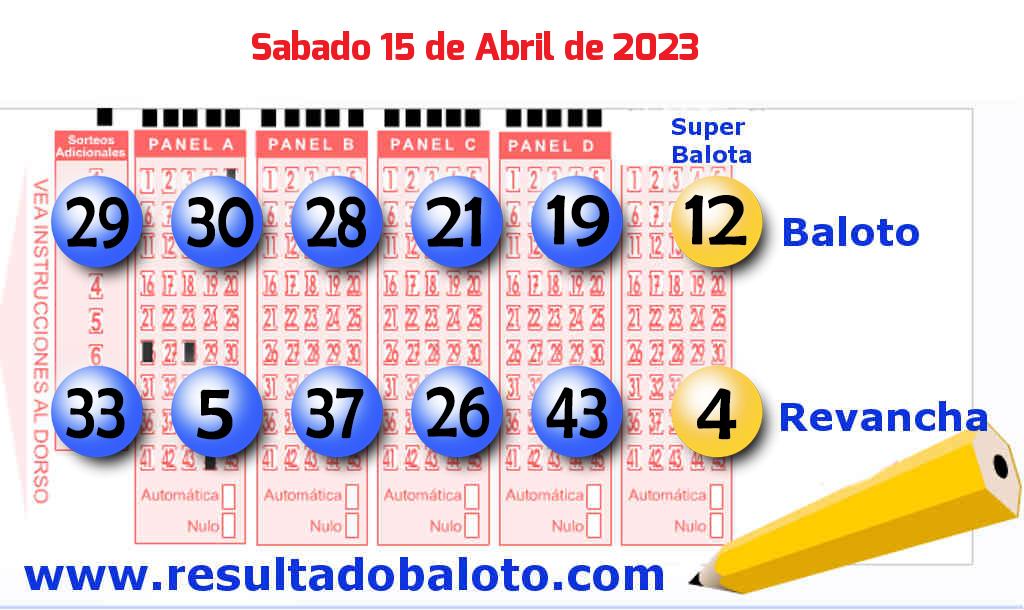 Baloto del Sábado 15 de Abril de 2023