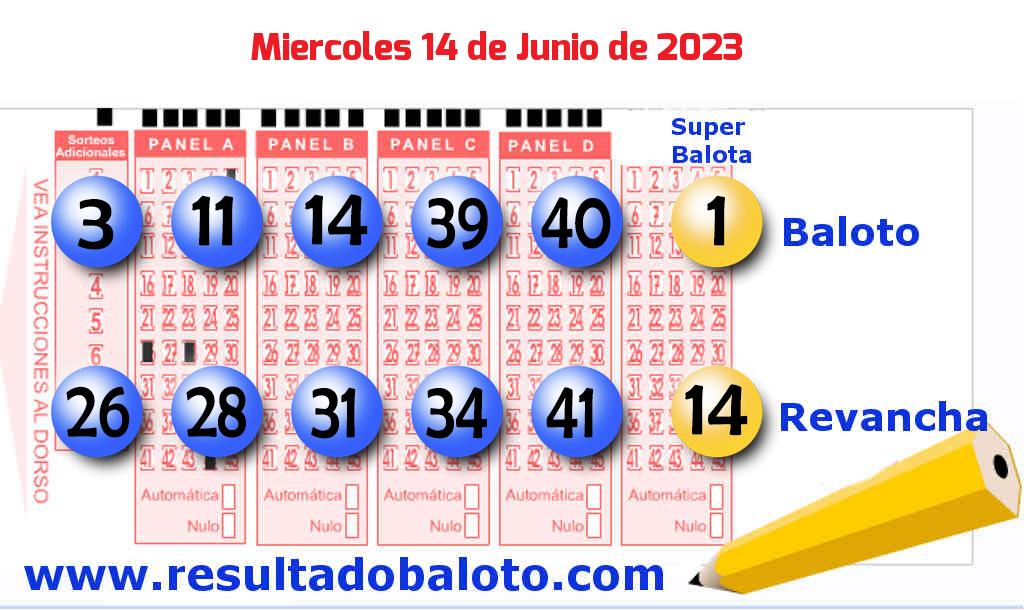 Baloto del Miércoles 14 de Junio de 2023