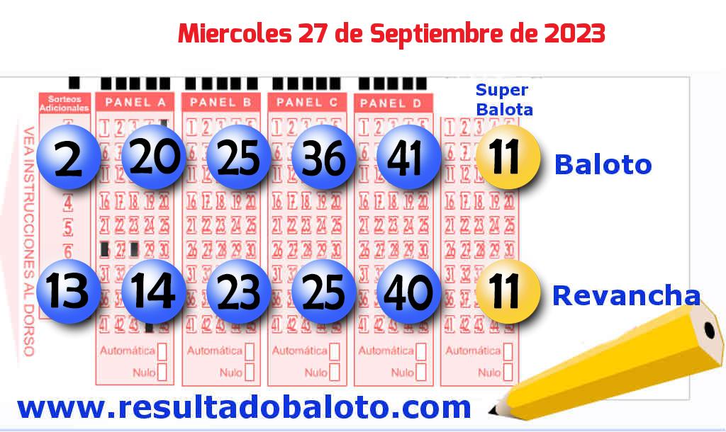 Baloto del Miércoles 27 de Septiembre de 2023