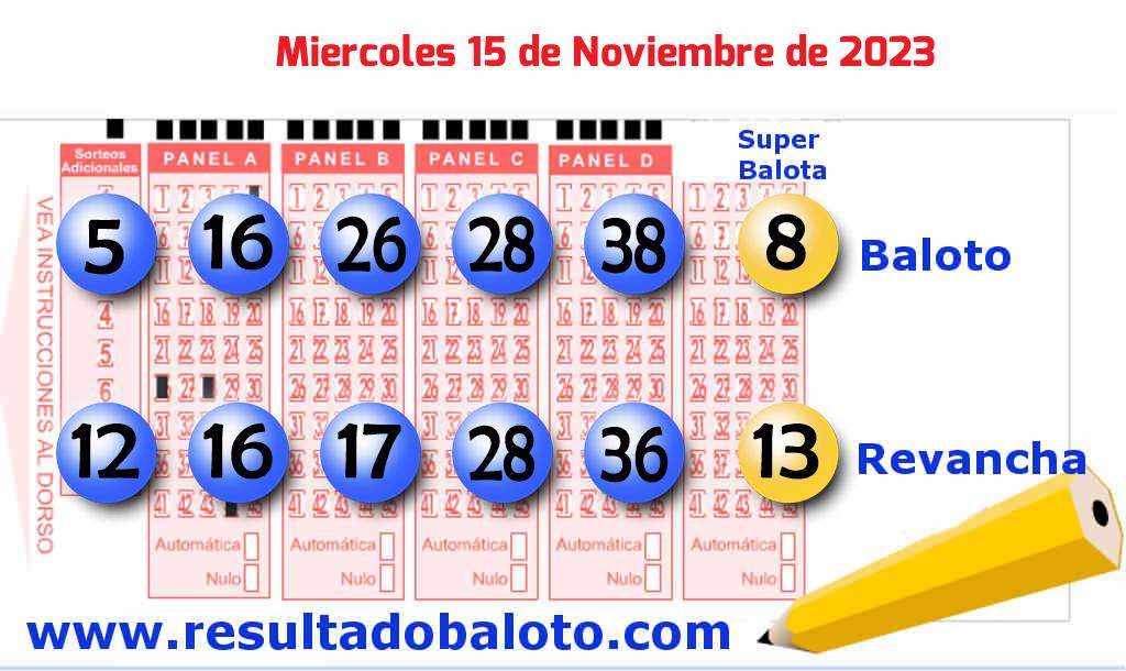 Baloto del Miércoles 15 de Noviembre de 2023