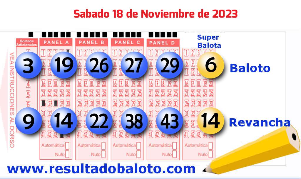 Baloto del Sábado 18 de Noviembre de 2023